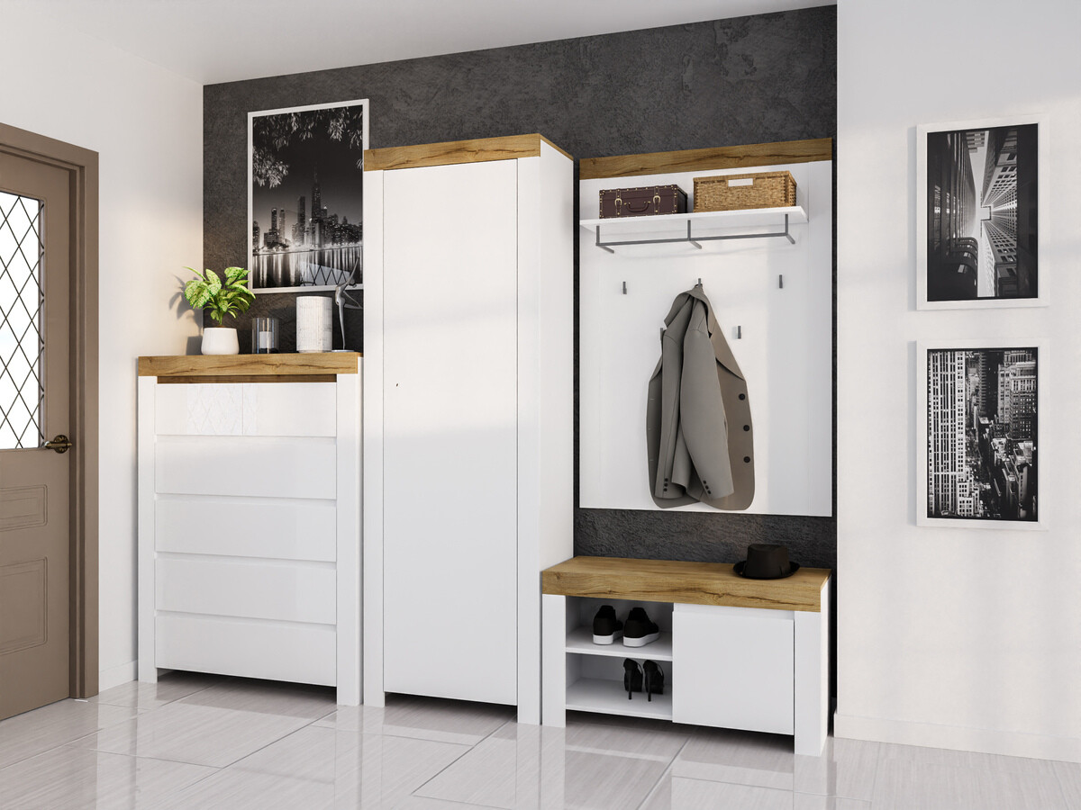 Vješalica Sonsoru 121 (Bijela + Hrast Wotan)