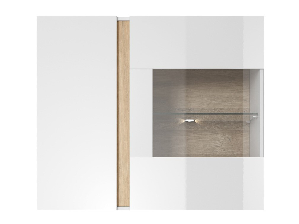 Zidna polica Novbela 112 (Bijela + Sjajno bijela + Hrast Grandson)