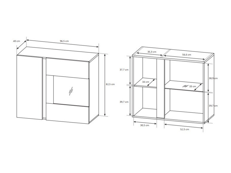 Zidna polica Novbela 112 (Bijela + Sjajno bijela + Hrast Grandson)