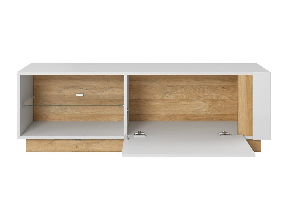 Set za dnevni boravak Novbela 113 (Bijela + Sjajno bijela + Hrast Grandson)