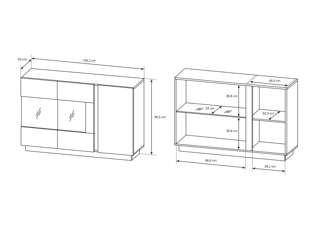 Set za dnevni boravak Novbela 113 (Bijela + Sjajno bijela + Hrast Grandson)