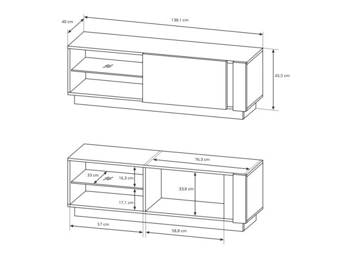 Set za dnevni boravak Novbela 113 (Bijela + Sjajno bijela + Hrast Grandson)