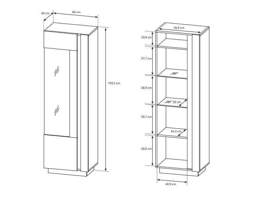 Set za dnevni boravak Novbela 113 (Bijela + Sjajno bijela + Hrast Grandson)