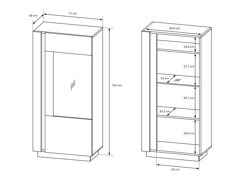 Set za dnevni boravak Novbela 113 (Bijela + Sjajno bijela + Hrast Grandson)