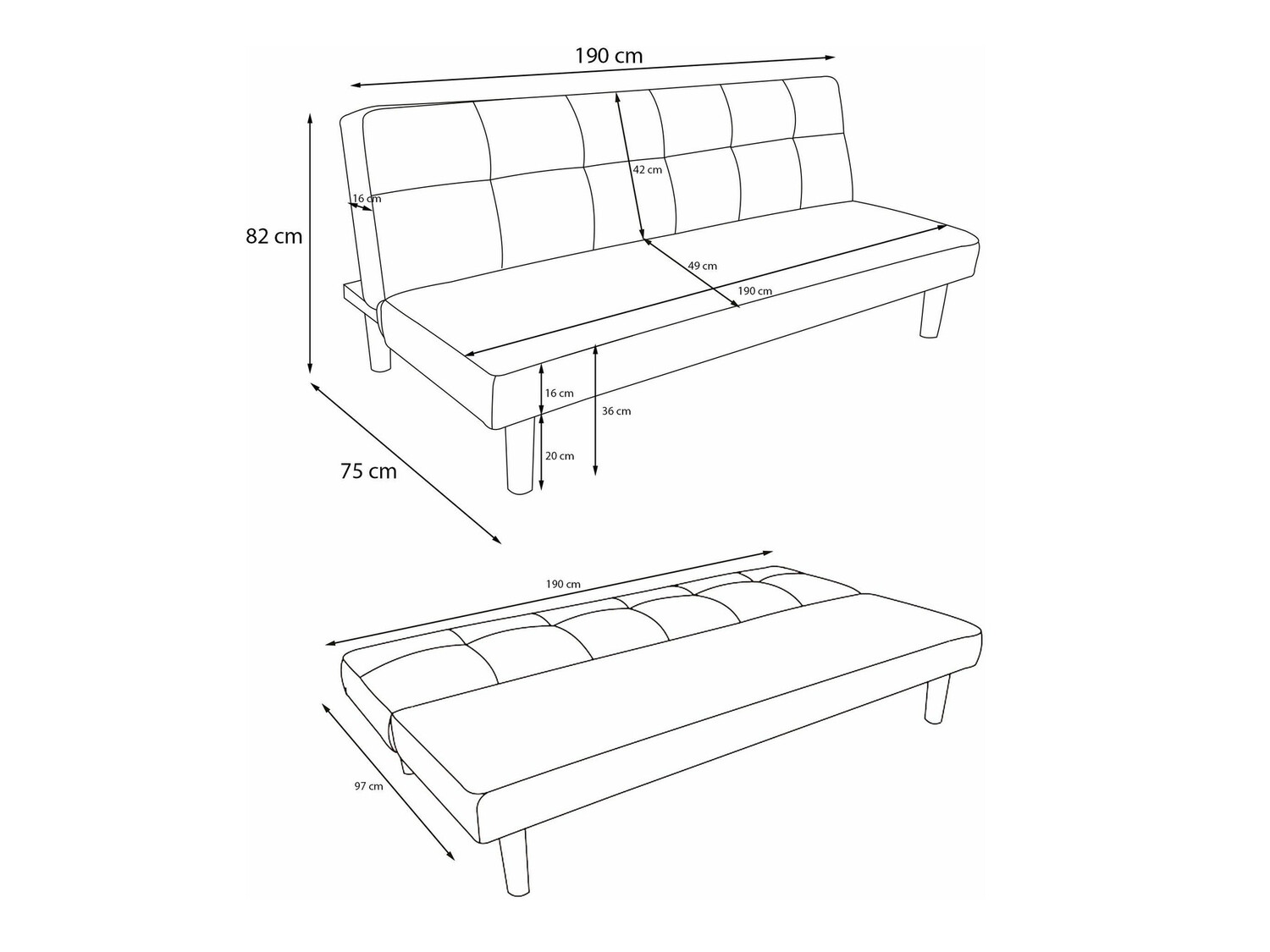 Kauč na razvlačenje Tulsa 550 (Siva)