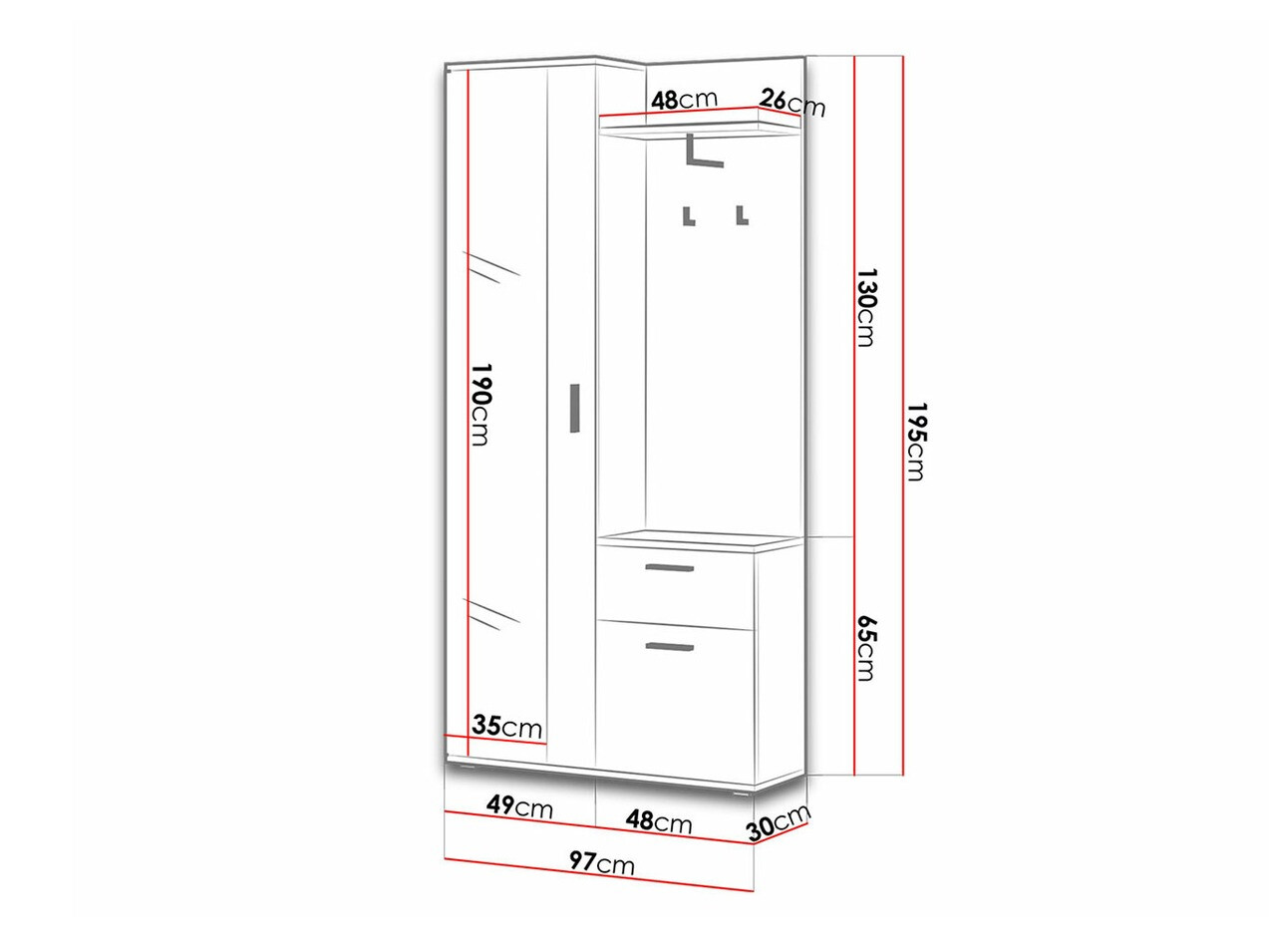 Set za hodnik Pavo (Bijela)