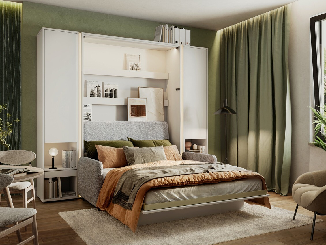 Zidni krevet Concept Pro Lenart Levfere 102 (Bijela)