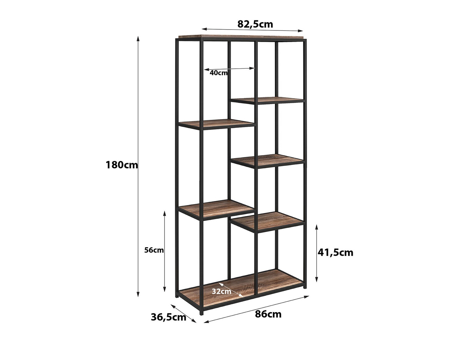 Polica Tulsa 558 (Sivi hrast + Crna)