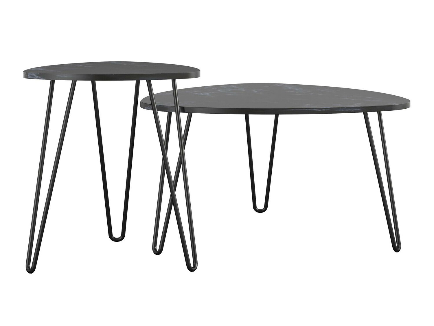 Set stolića za kavu Tulsa 561 (Crni mramor + Crna)