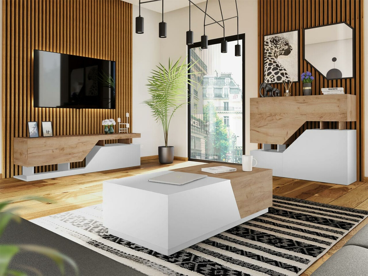 Stolić za kavu Comfivo Daldune (Bijela + Hrast Wotan)