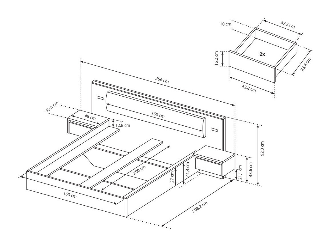 Krevet Evarenoi 103 S noćnim ormarićima