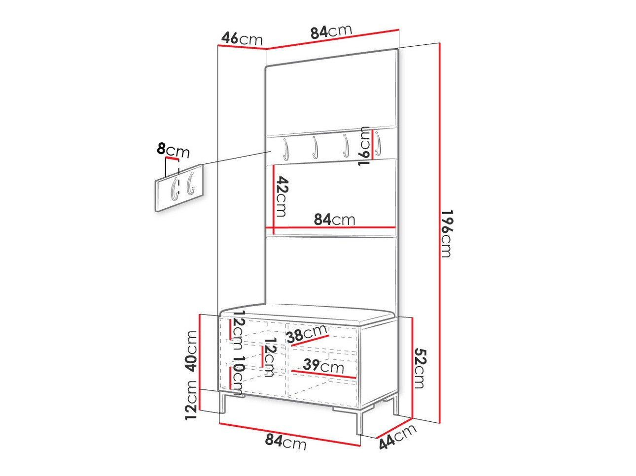 Set za hodnik Tivsoa 102 (Bijela)