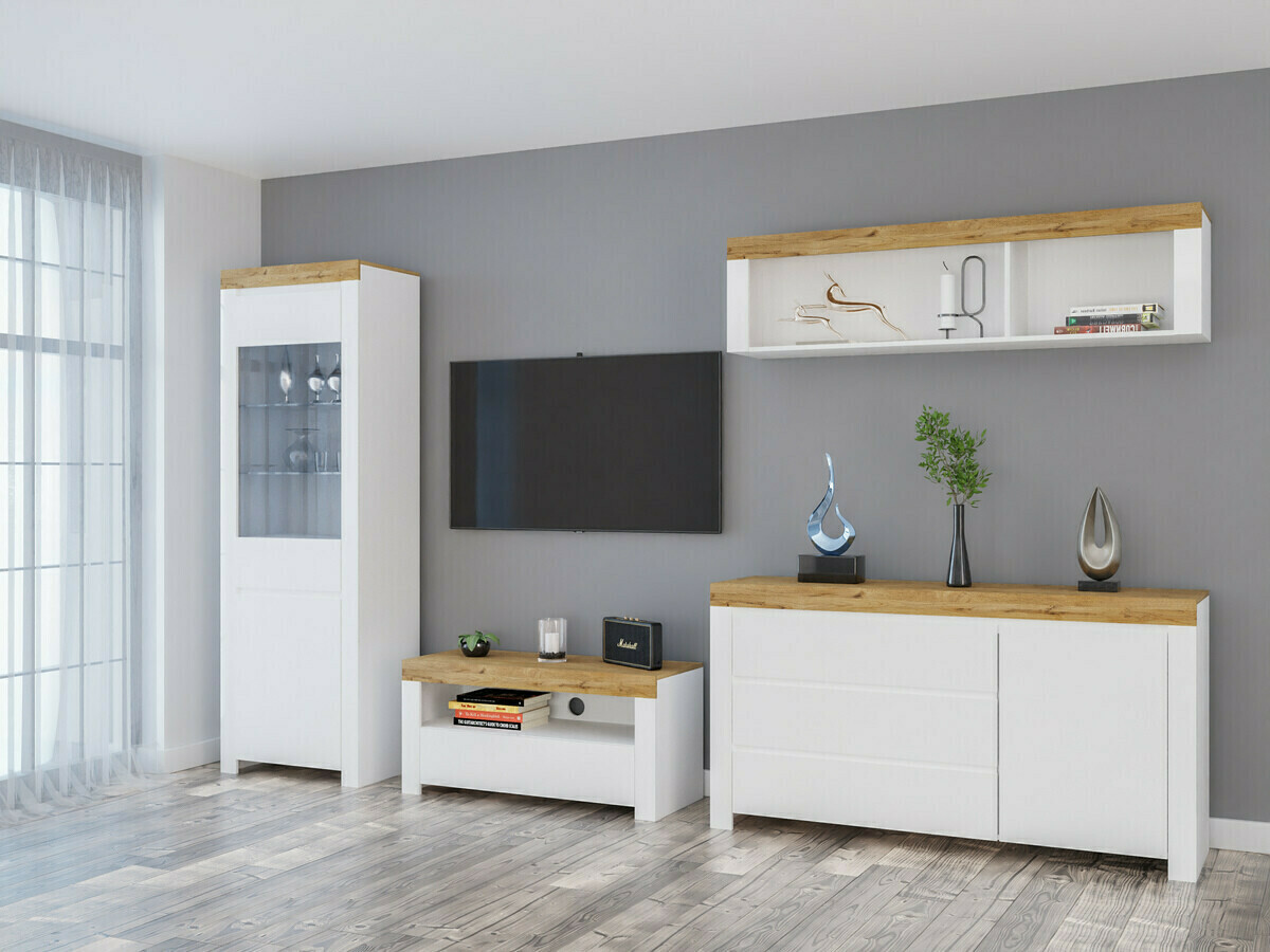 Komoda Sonsoru 100 (Bijela + Sjajno bijela + Hrast Wotan)