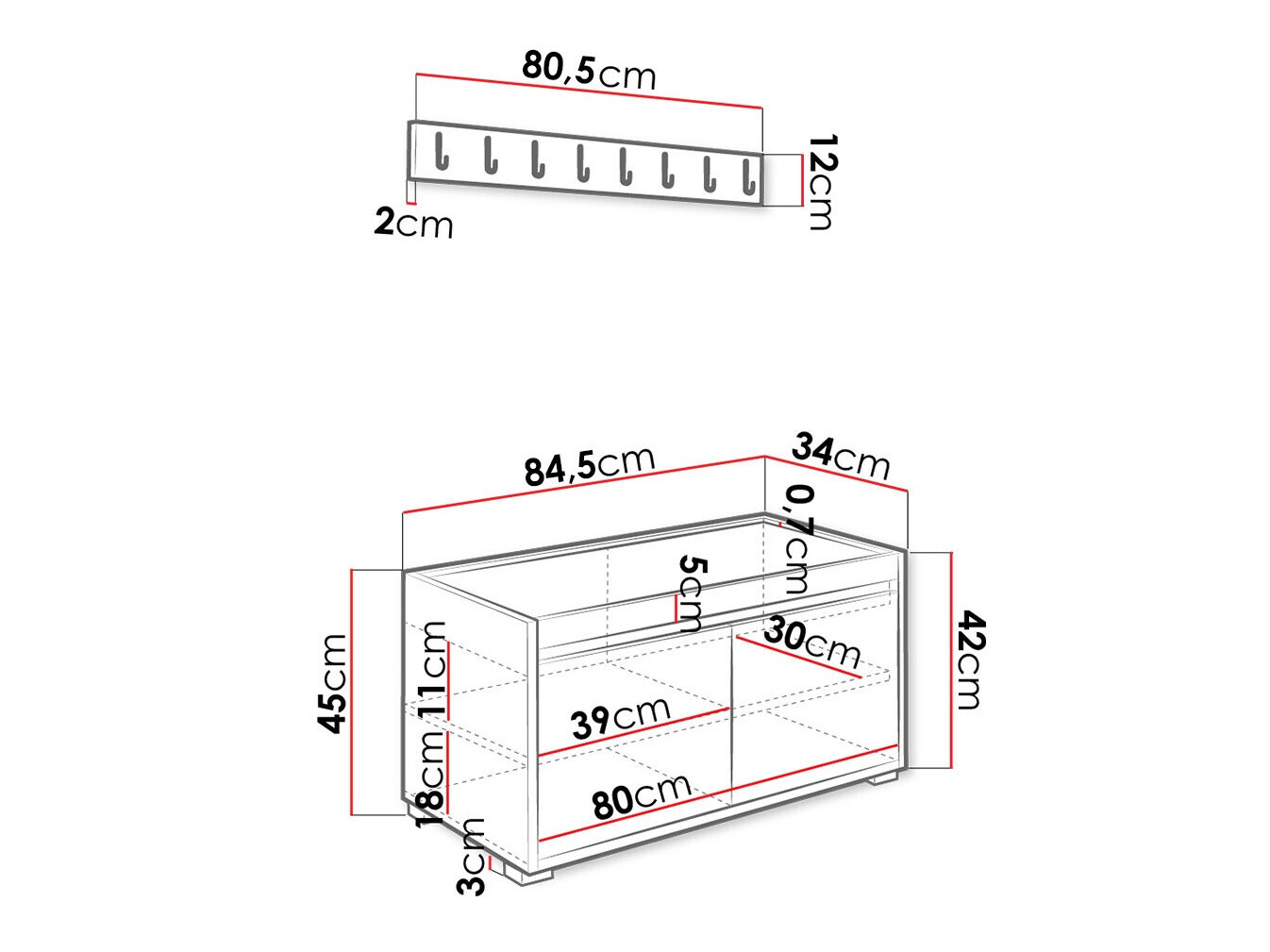 Set za hodnik Comfivo Pinus IV (Bijela + Manila 04)
