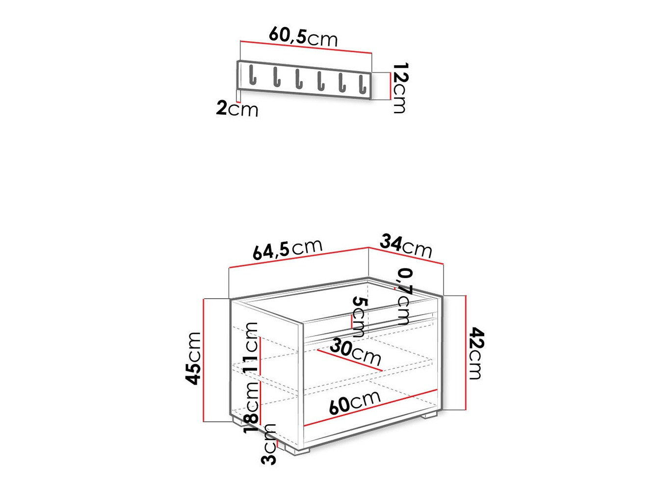 Set za hodnik Comfivo Pinus IX (Bijela + Manila 04)