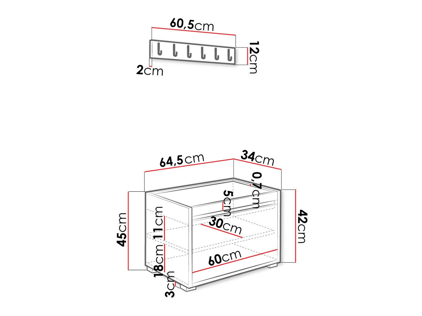 Set za hodnik Comfivo Pinus V (Bijela + Manila 04)