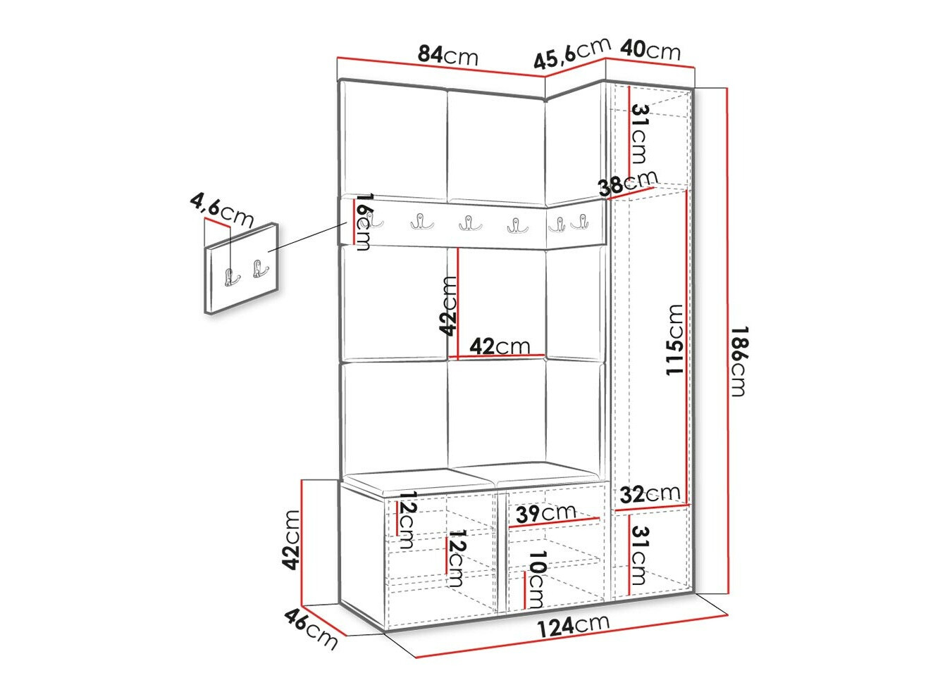 Set za hodnik Hartford 471 (Artisan hrast)