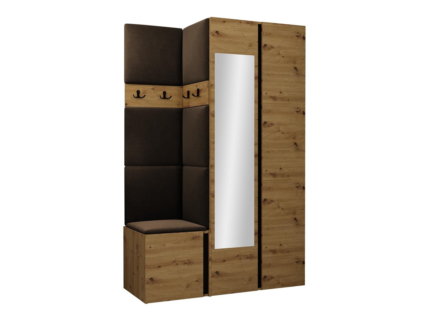 Set za hodnik Pinis XXVI (Hrast Artisan + Crna)