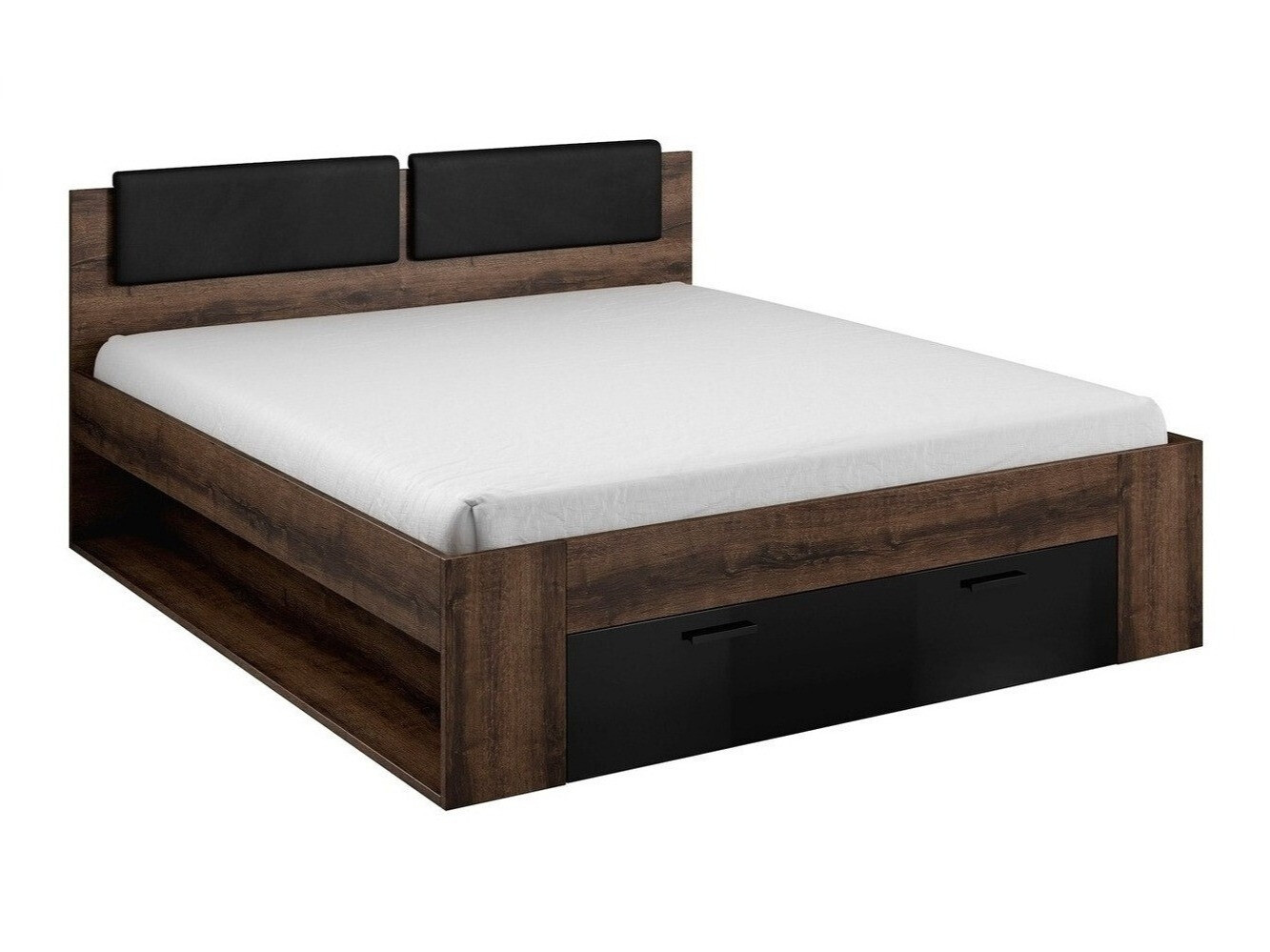 Krevet Levruvu 106 (Hrast Monastery + Sjajno crna)