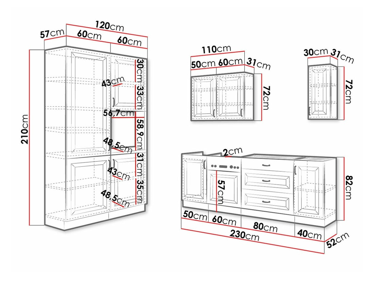 Modularan kuhinjski set Retro White 149