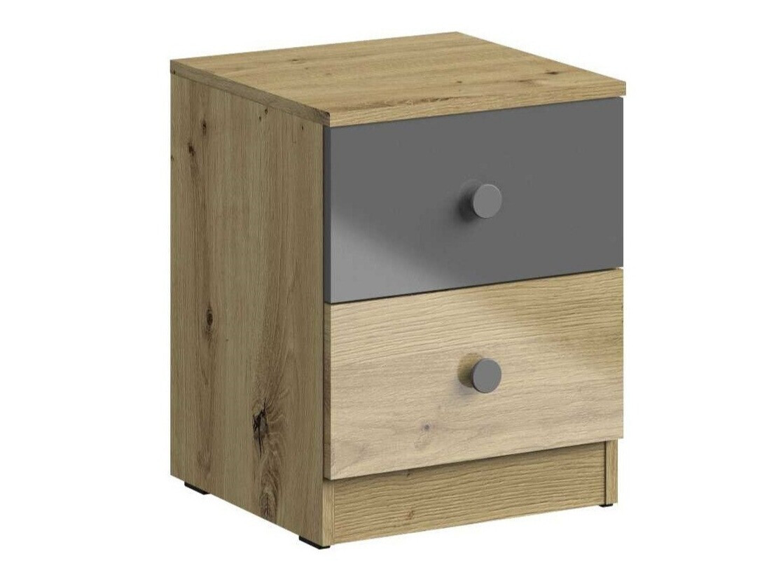 Noćni ormarić Mirelbu 108 (Hrast Artisan + Sjajno sivo)