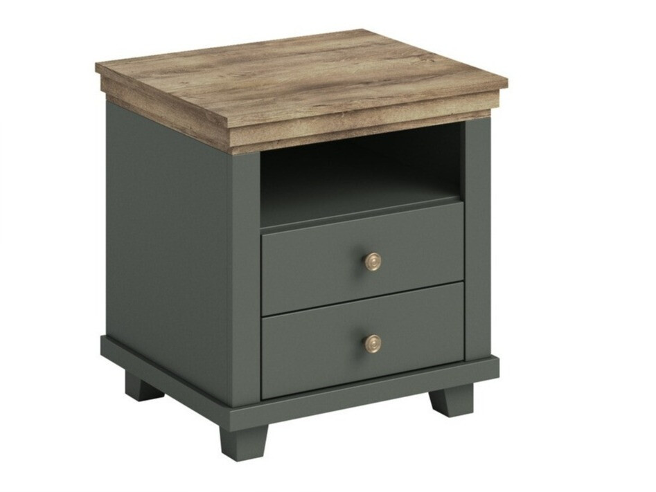 Noćni ormarić Tolnue 117 (Tamnozelena + Hrast lefkas)