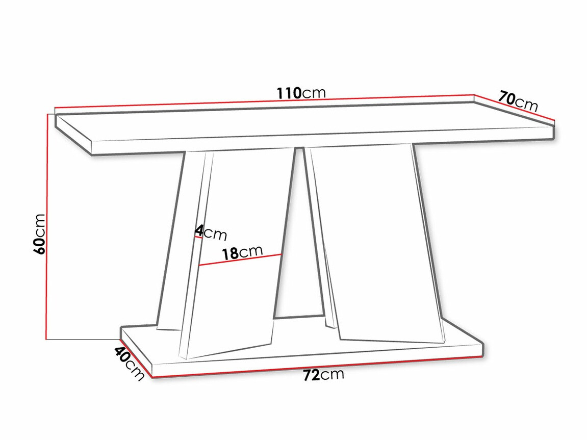 Stolić za kavu Goodyear 108 (Sjajno bijela + Boja betona)