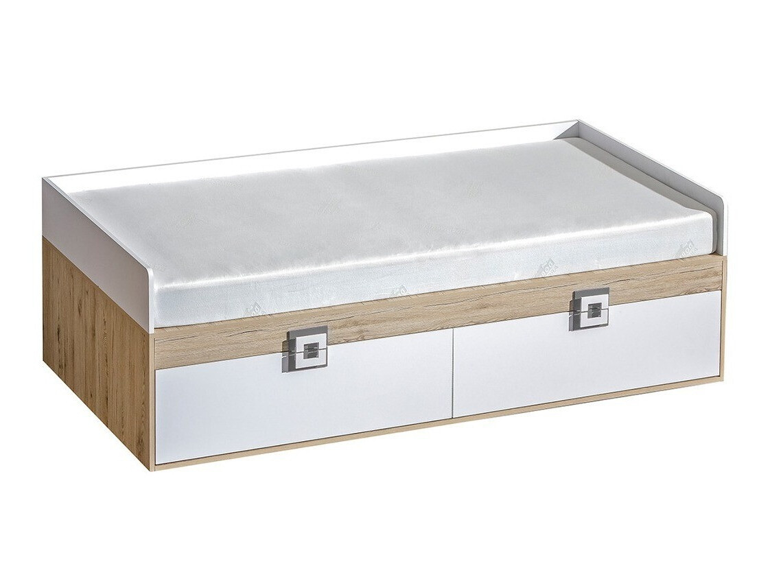 Krevet Balvire 113 (Svijetli hrast + Bijela + Siva)