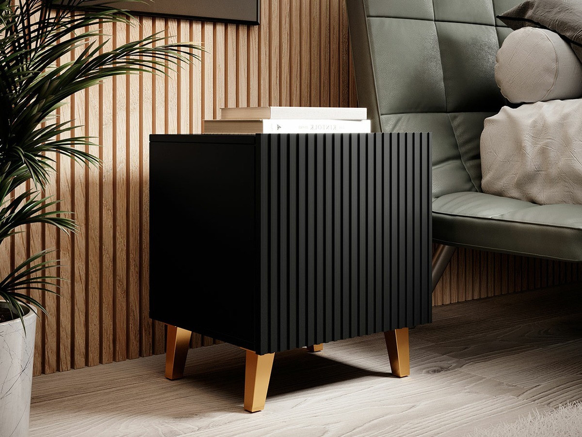 Noćni ormarić Dicto (Crna + Zlatna) (2kom.)