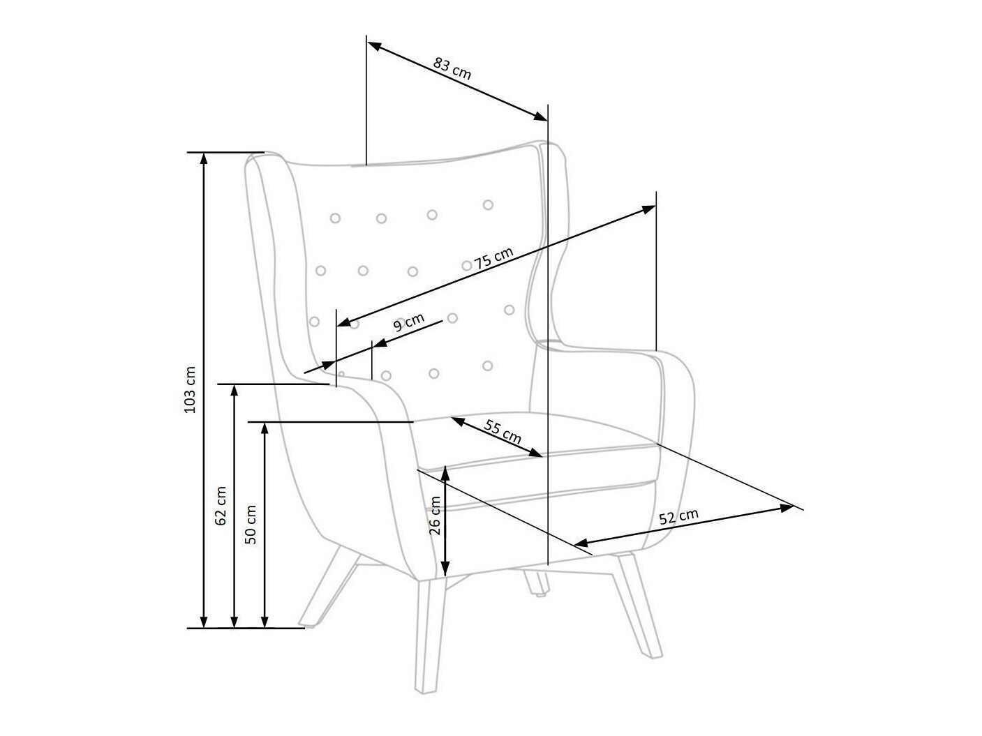 Fotelja Houston 836 (Žuta + Svijetlo drvo)
