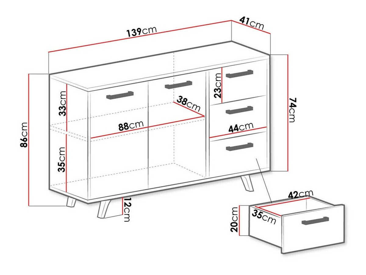Komoda Dortivu 118 (Sonoma hrast + Srebro)