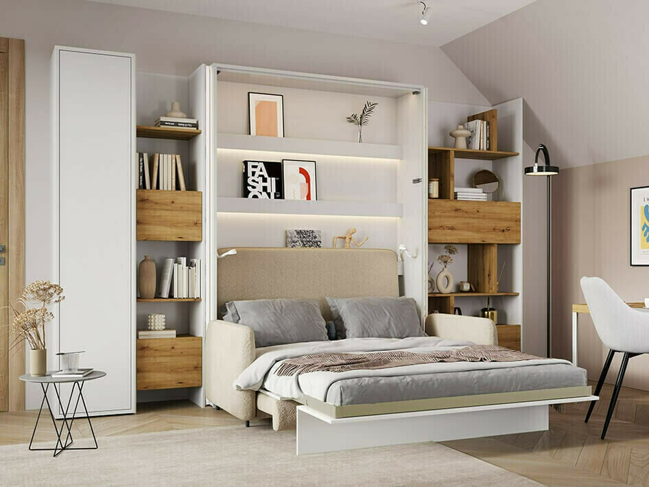 Polica Concept Pro Lenart Levfere 146 (Bijela + Hrast Artisan)