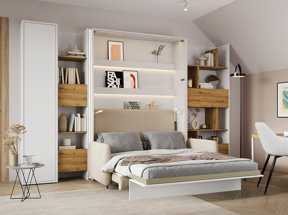 Polica Concept Pro Lenart Levfere 147 (Bijela + Hrast Artisan)