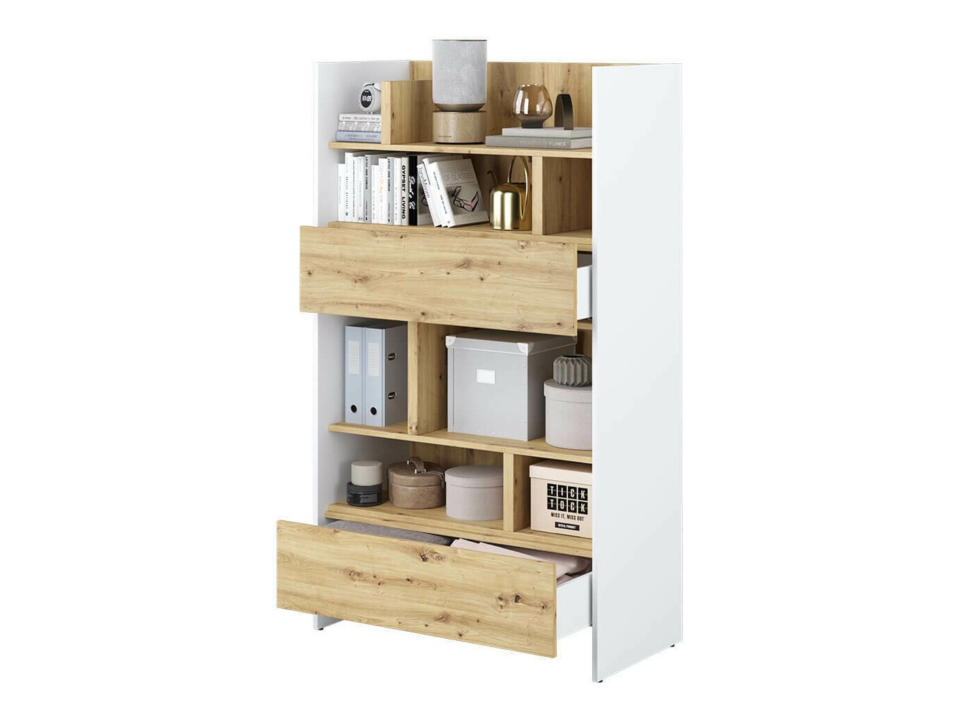 Polica Concept Pro Lenart Levfere 151 (Bijela + Hrast Artisan)