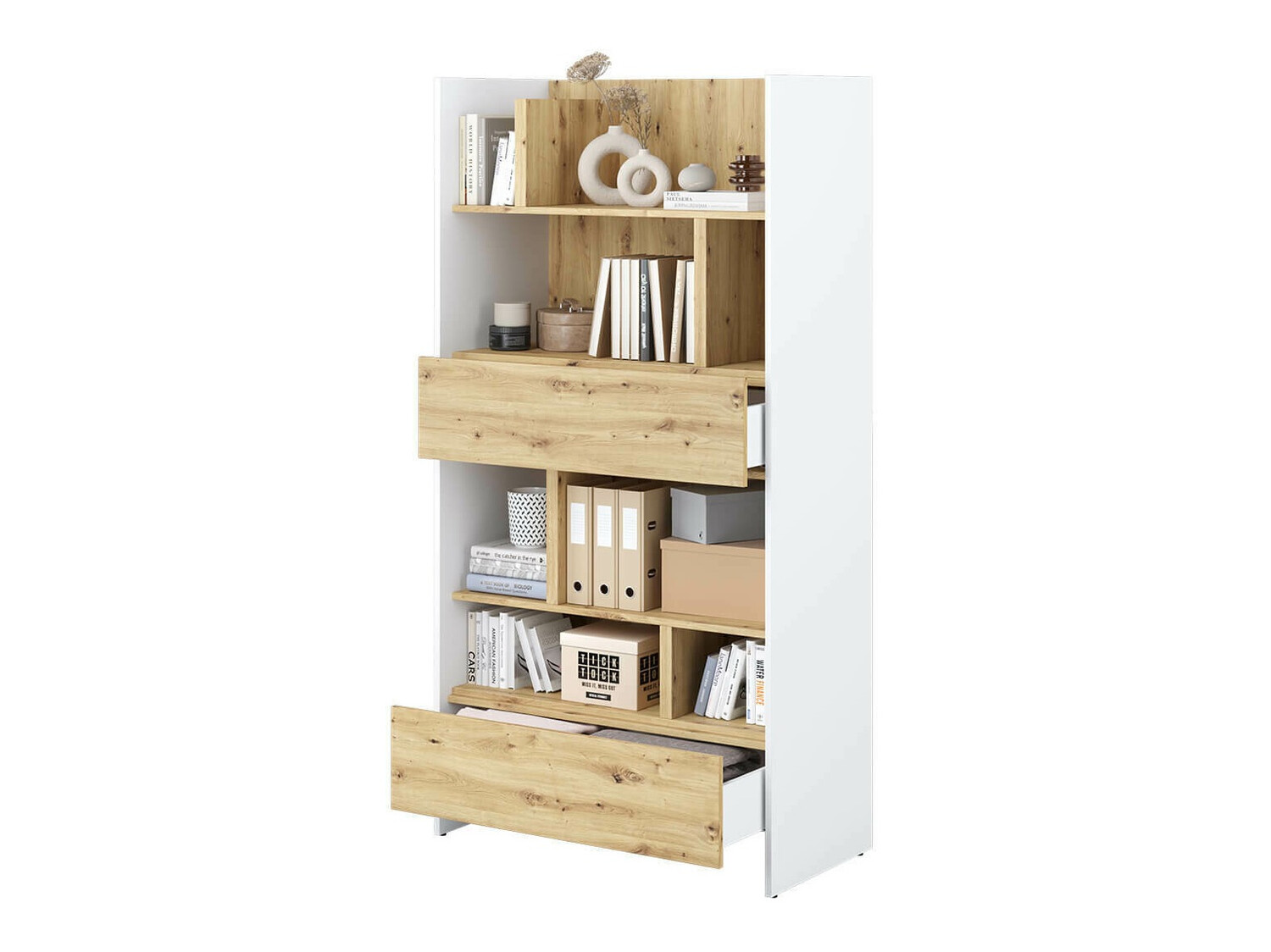 Polica Concept Pro Lenart Levfere 152 (Bijela + Hrast Artisan)