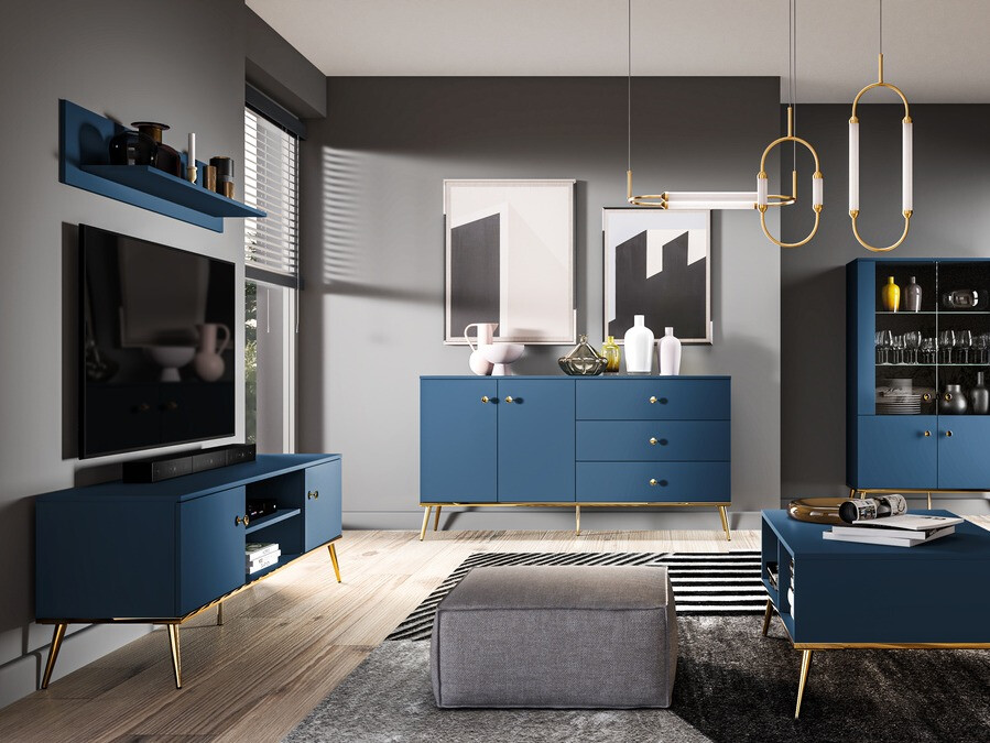 Komoda Flonovu 102 (Tamno plava + Zlatna)