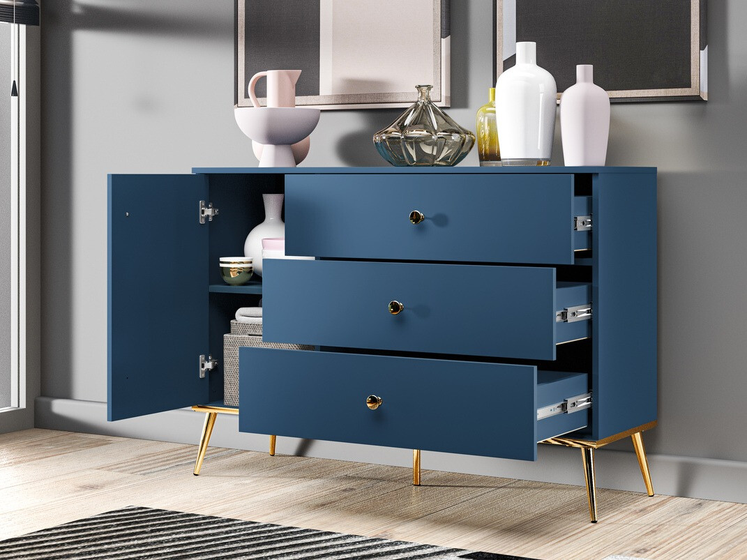 Komoda Flonovu 103 (Tamno plava + Zlatna)