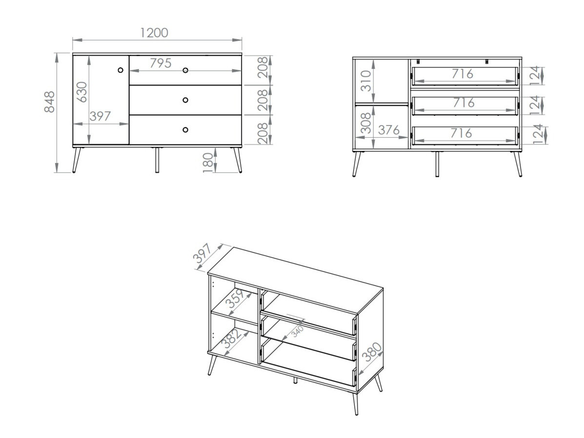 Komoda Flonovu 103 (Tamno plava + Zlatna)
