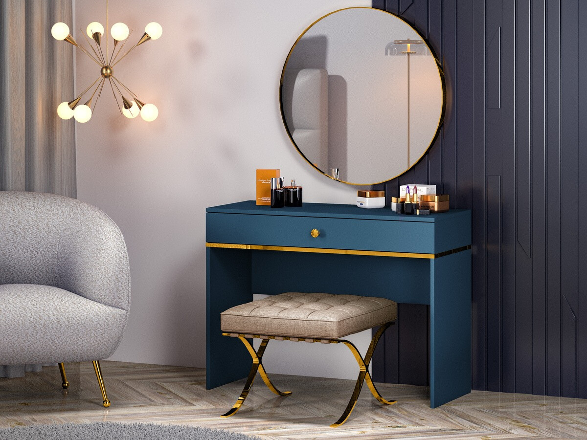 Toaletni stolić Flonovu 108 (Tamno plava + Zlatna)