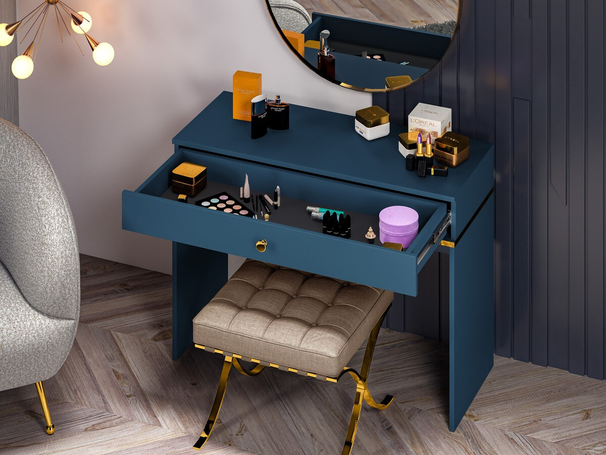 Toaletni stolić Flonovu 108 (Tamno plava + Zlatna)