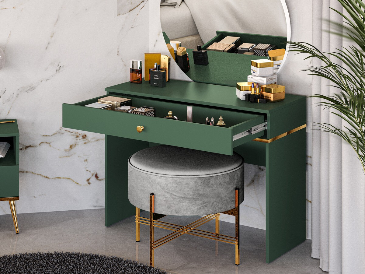 Toaletni stolić Flonovu 108 (Tamnozelena + Zlatna)