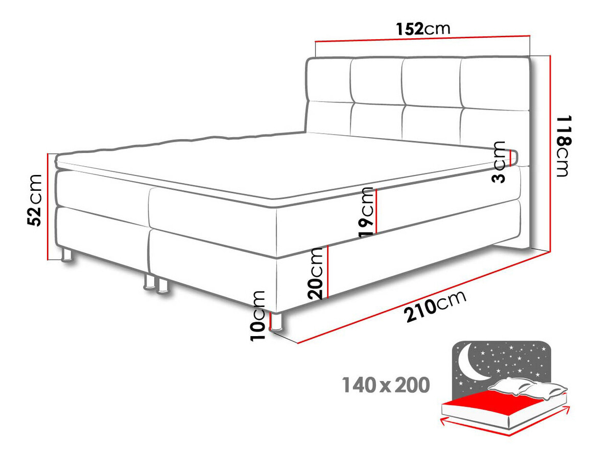 Boxspring krevet ComfiDream Aelion (Fresh 13)