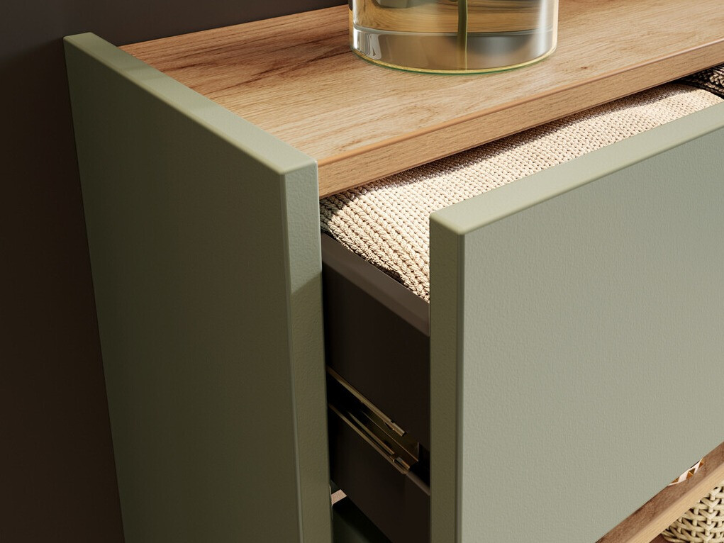 Polica za cipele Cirsale 101 (Zagasito zelena + Navarra hrast)