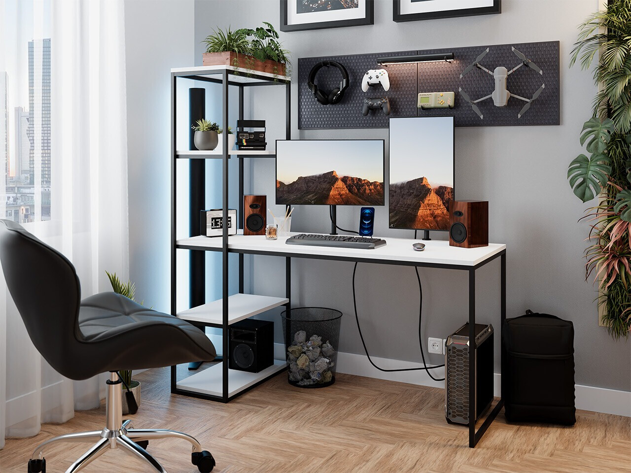 Uredski stol Oswego 107 (Bijela + Crna)