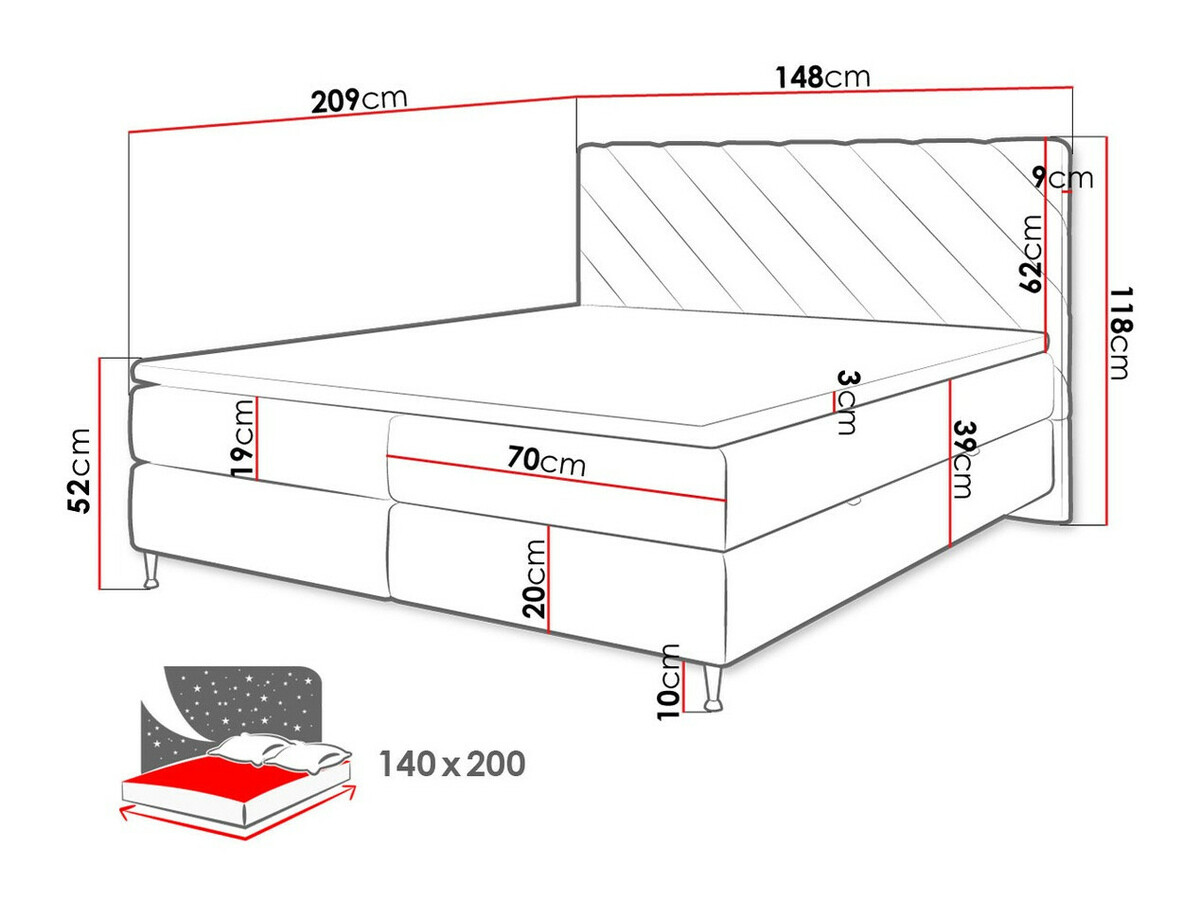 Boxspring krevet ComfiDream Onaona (Fresh 11)