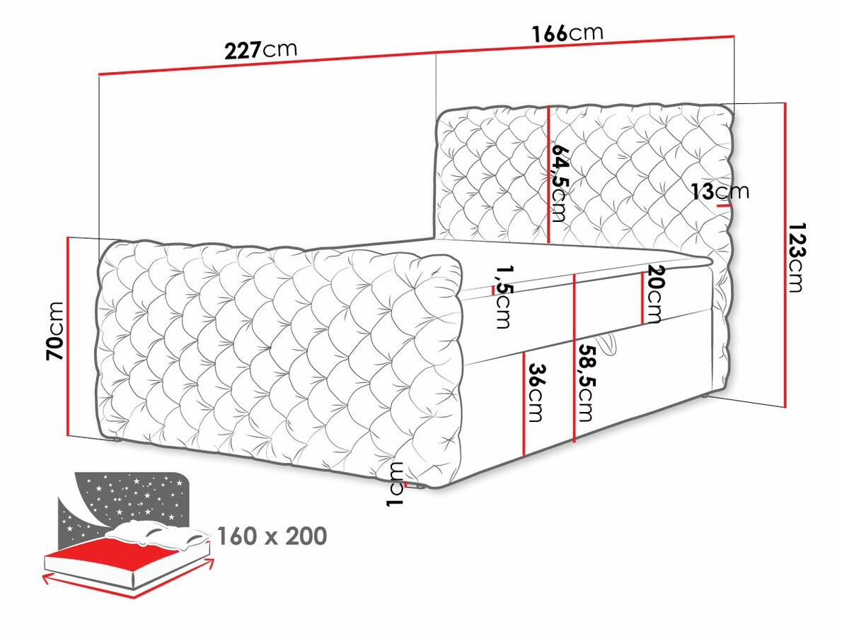 Boxspring krevet Lac I (Velluto 20)