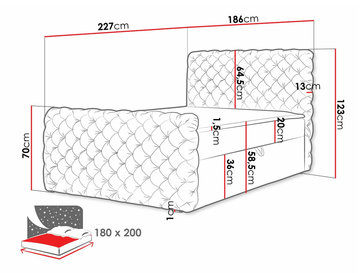 Boxspring krevet Lac I (Velluto 20)