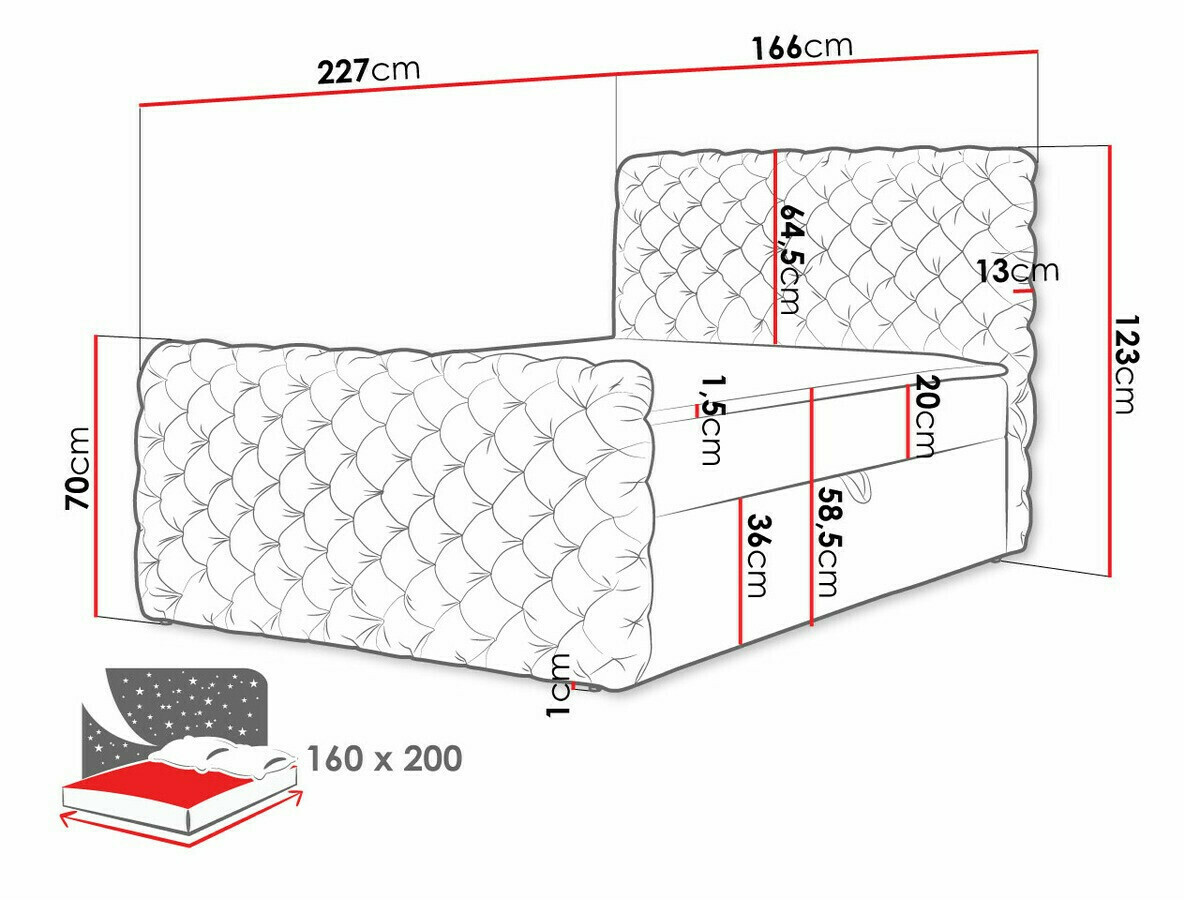 Boxspring krevet Lac I (Velluto 29)