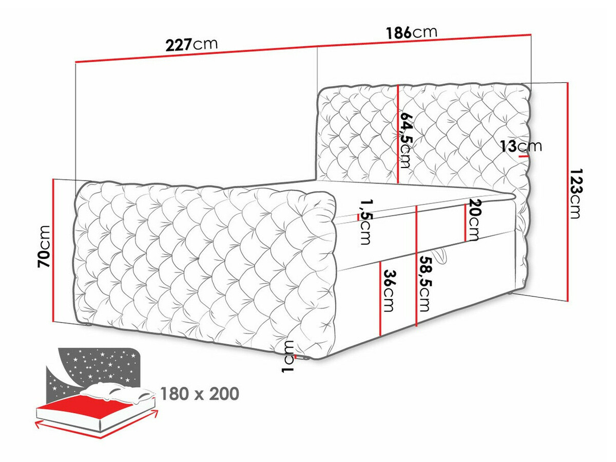 Boxspring krevet Lac I (Velluto 30)