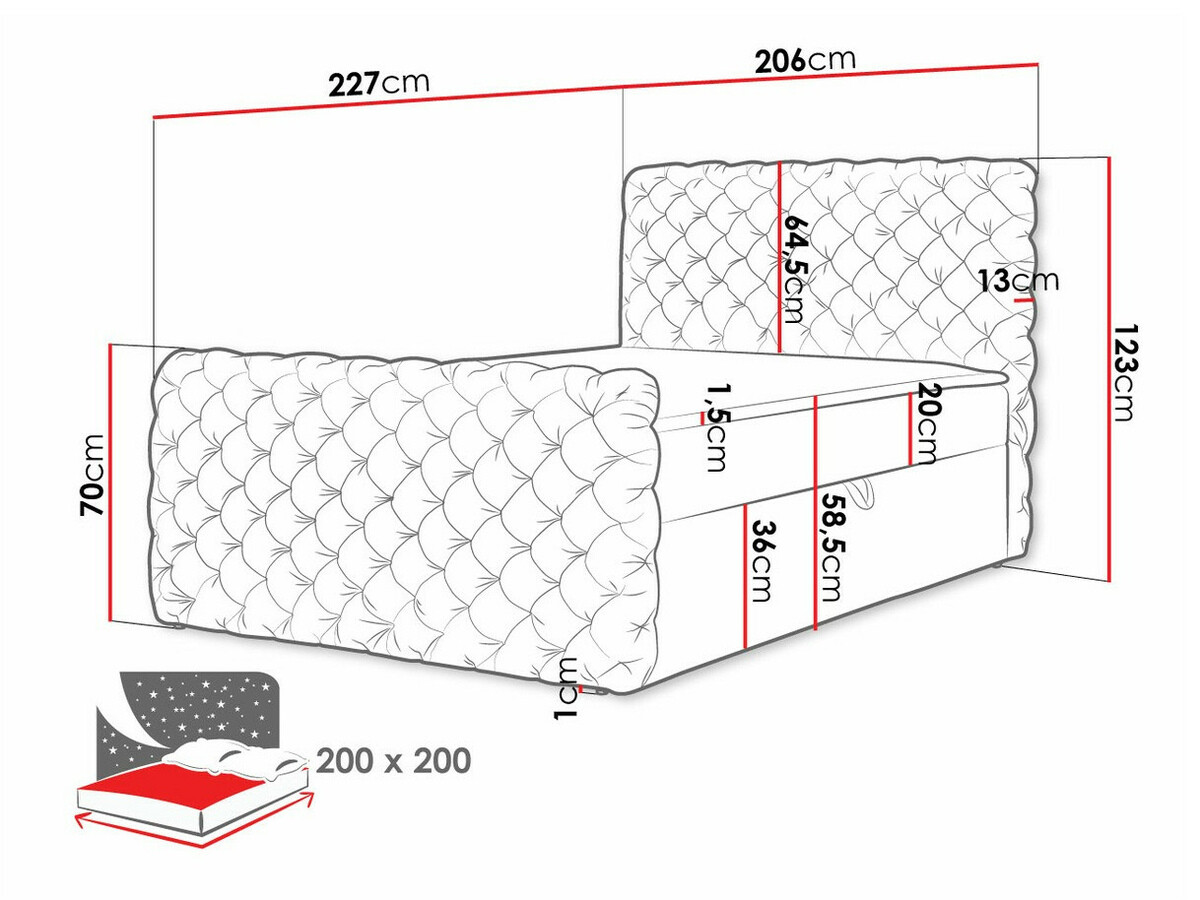 Boxspring krevet Lac I (Velluto 30)